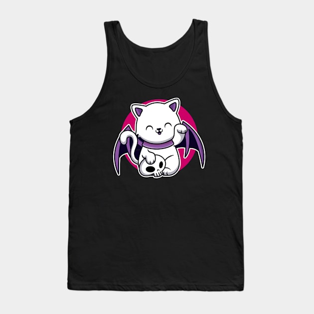 Creepy and Cute kitten Funny Halloween Costume Tank Top by AmineDesigns